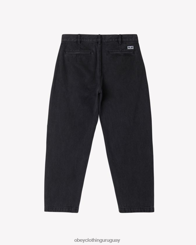 OBEY negro descolorido hombres denim plisado fubar 28XT8J74