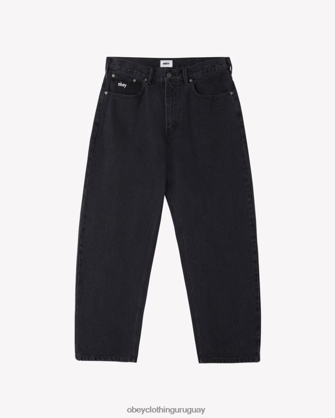 OBEY negro descolorido hombres jean holgado 28XT8J77