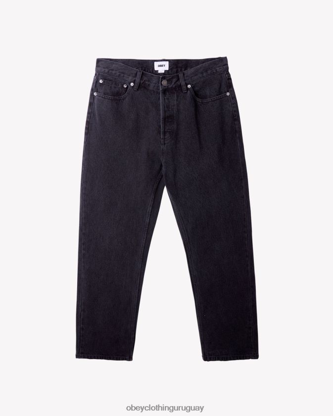 OBEY negro descolorido hombres mezclilla de trabajo duro 28XT8J61