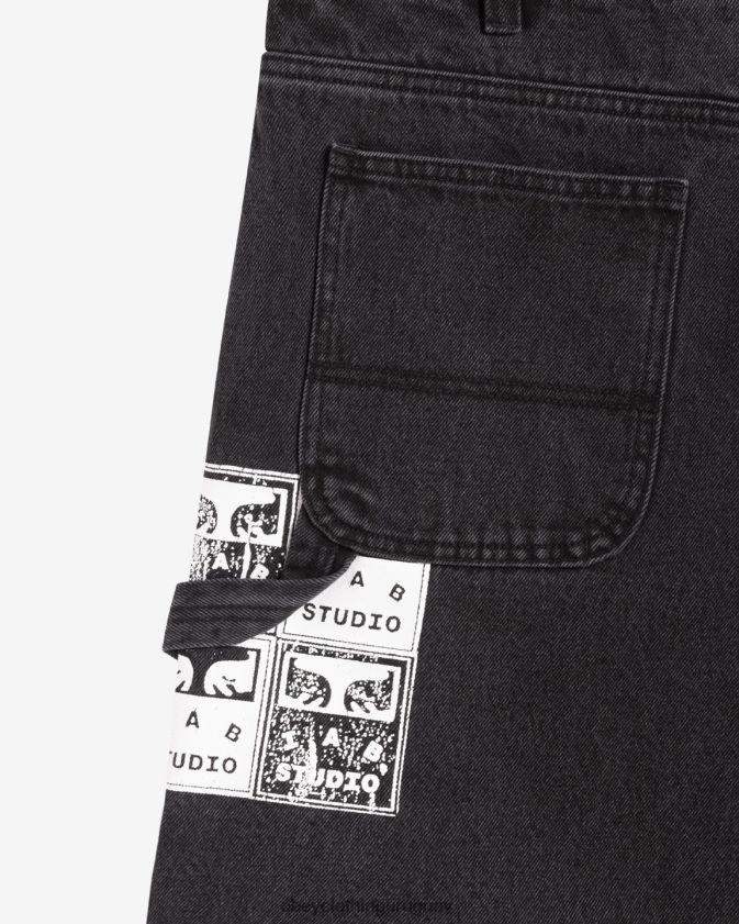 OBEY negro polvoriento hombres pintores carpintero denim corto 28XT8J87