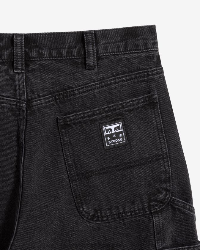 OBEY negro polvoriento hombres pintores carpintero denim corto 28XT8J87