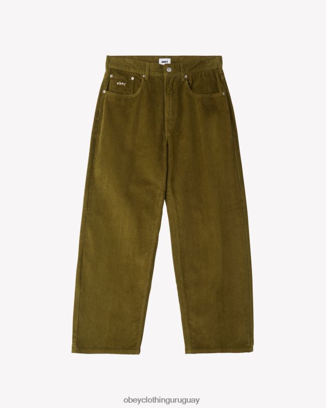 OBEY Musgo Verde hombres pantalones holgados de pana bigwig 28XT8J21