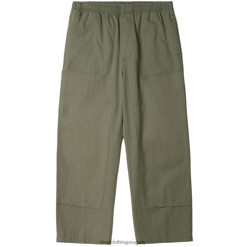 OBEY aceituna ahumada hombres pantalón de lona grande y fácil 28XT8J938