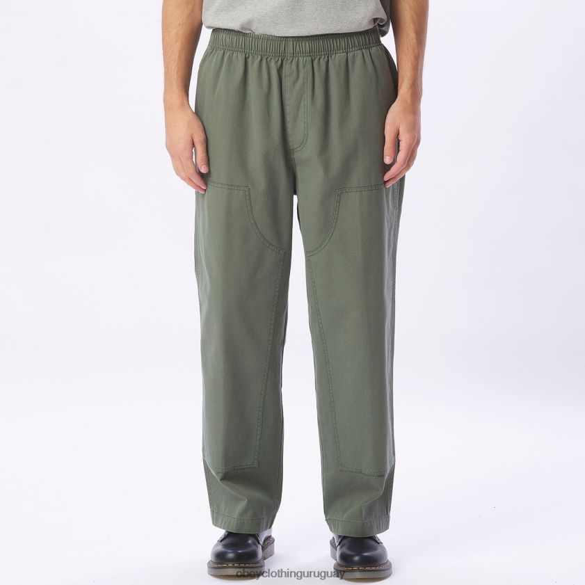 OBEY aceituna ahumada hombres pantalón de lona grande y fácil 28XT8J938