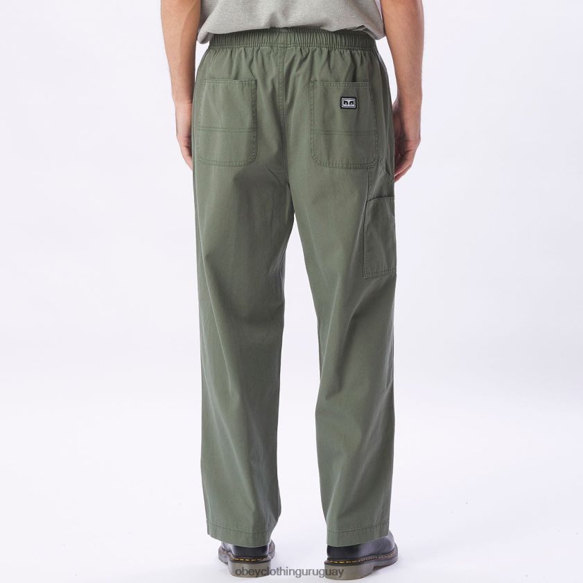 OBEY aceituna ahumada hombres pantalón de lona grande y fácil 28XT8J938