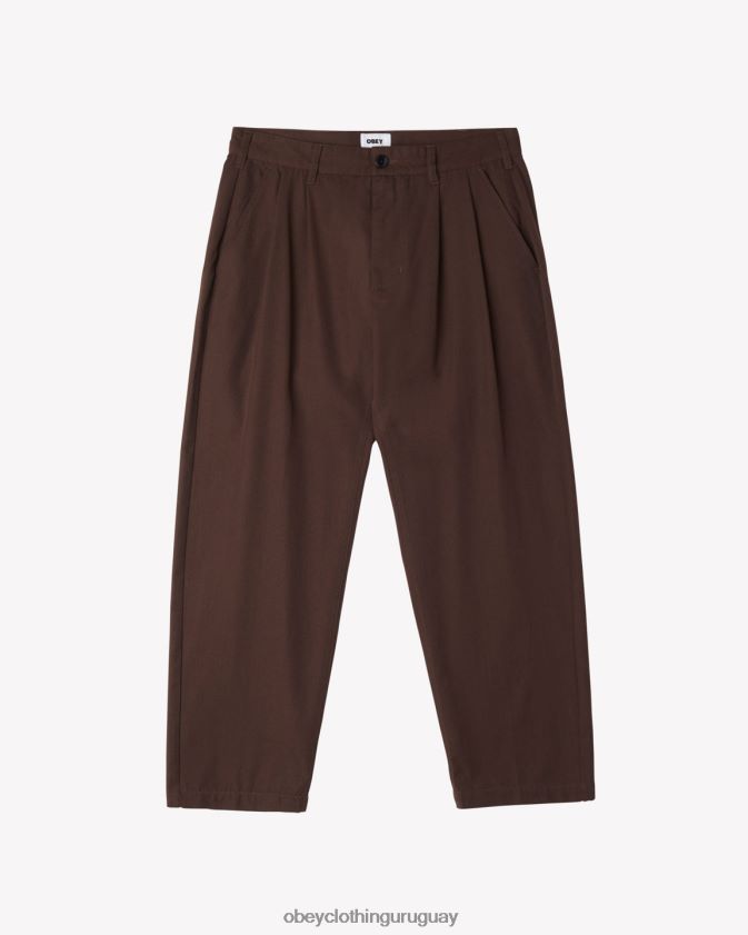 OBEY java marrón hombres pantalón plisado fubar 28XT8J13