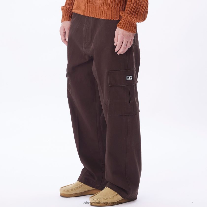 OBEY java marrón hombres pantalones cargo bigwig baggy de sarga 28XT8J934