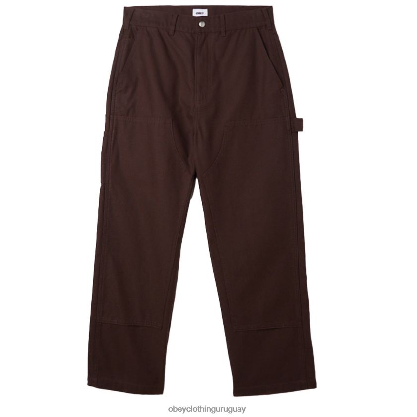 OBEY java marrón hombres pantalones hasta la rodilla dobles de sarga big timer 28XT8J925