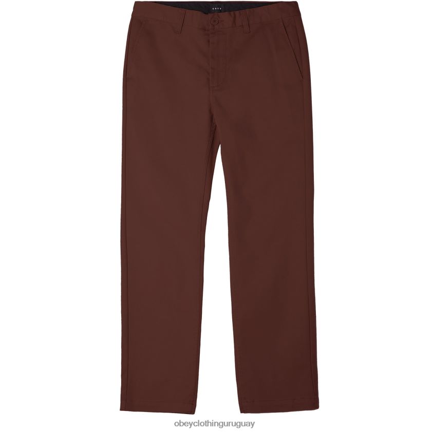 OBEY marrón sepia hombres pantalón rezagado inundado 28XT8J972