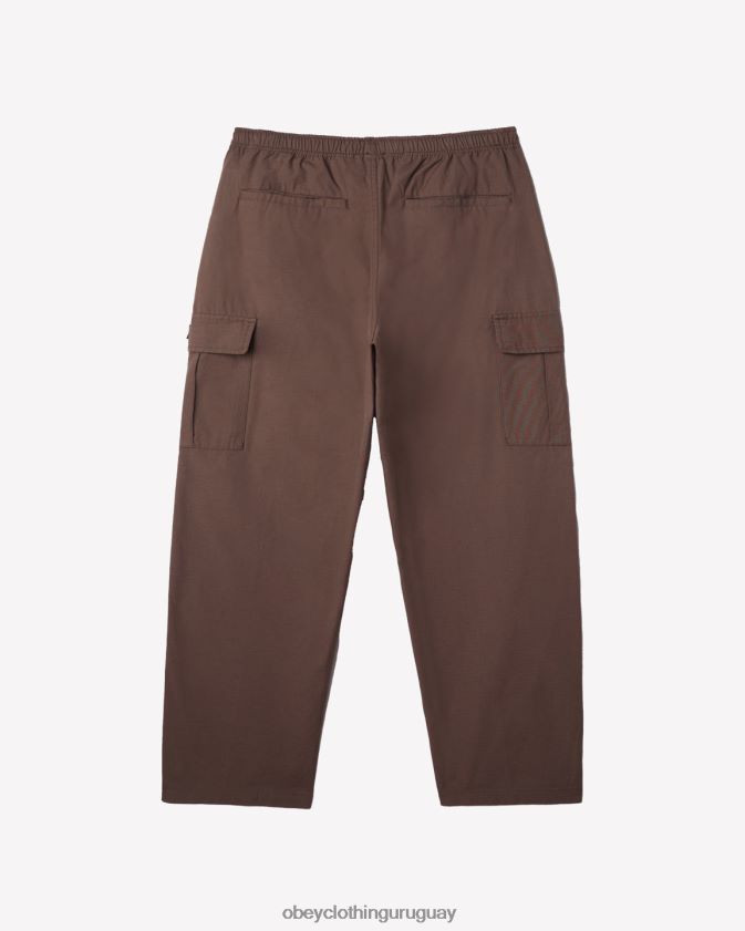 OBEY marron oscuro hombres pantalón cargo fácil ripstop 28XT8J11