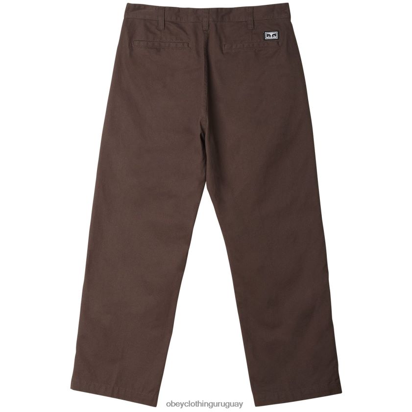OBEY marron oscuro hombres pantalón con bordado estate 28XT8J952