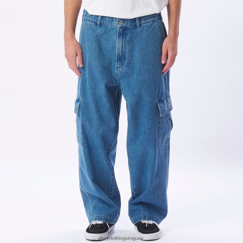 OBEY índigo claro hombres pantalón de mezclilla cargo peluca grande 28XT8J917