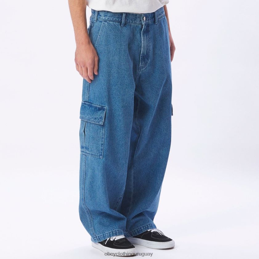 OBEY índigo claro hombres pantalón de mezclilla cargo peluca grande 28XT8J917