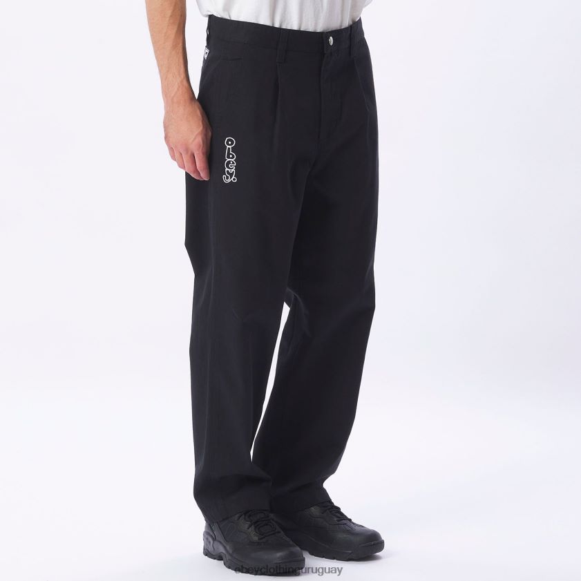 OBEY negro hombres pantalón con bordado estate 28XT8J950