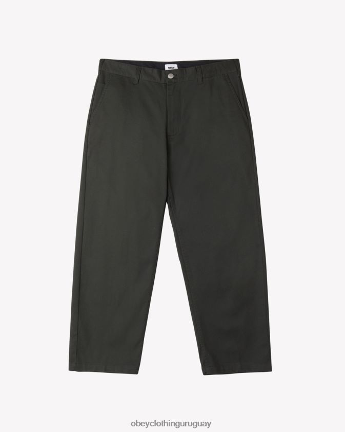 OBEY negro hombres pantalón de trabajo inundado de trabajo duro 28XT8J37