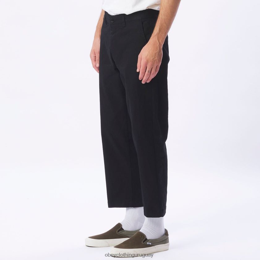 OBEY negro hombres pantalón rezagado inundado 28XT8J970