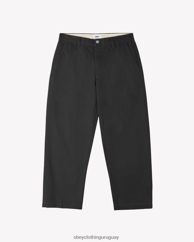 OBEY negro lavado hombres pantalón chino bigwig 28XT8J36