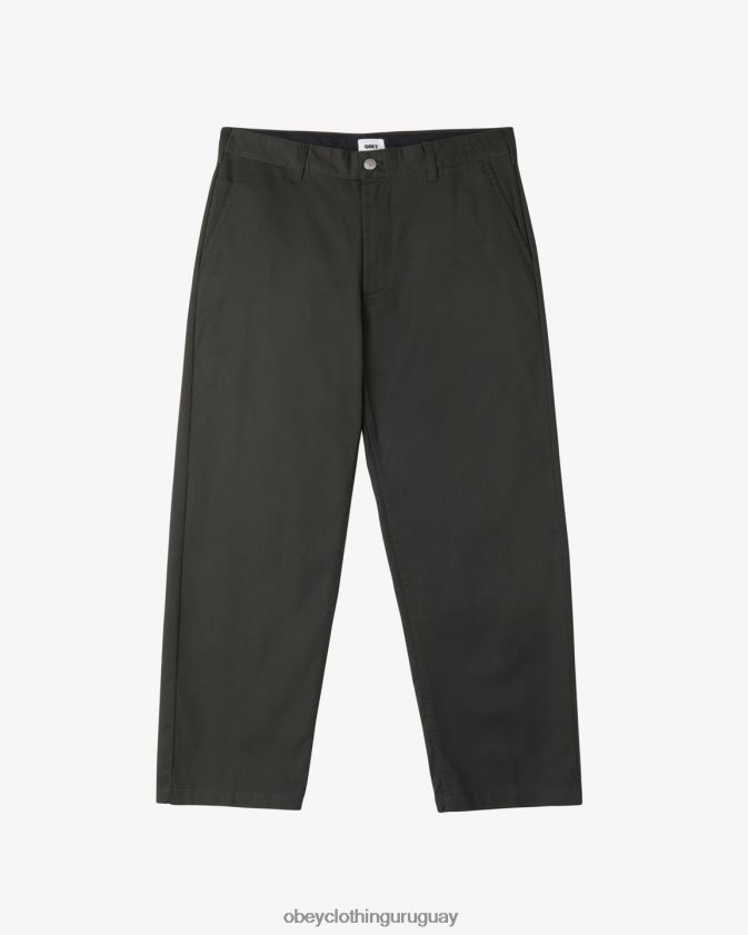 OBEY negro lavado hombres pantalón de trabajo duro 28XT8J46