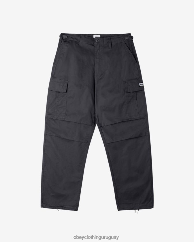 OBEY negro lavado hombres pantalones cargo big timer 28XT8J31