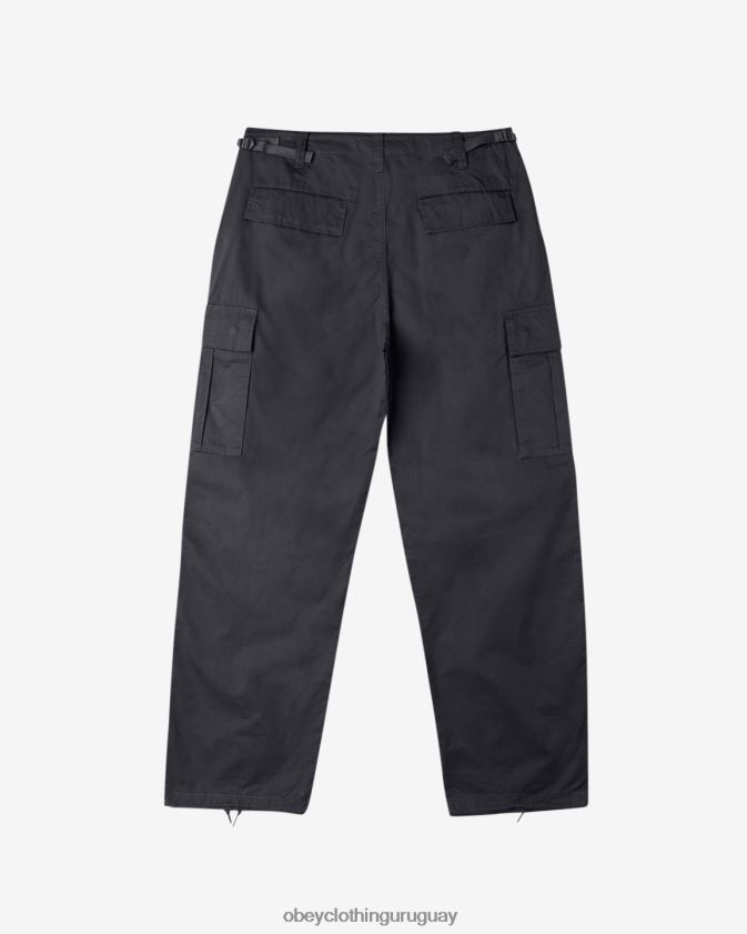 OBEY negro lavado hombres pantalones cargo big timer 28XT8J31