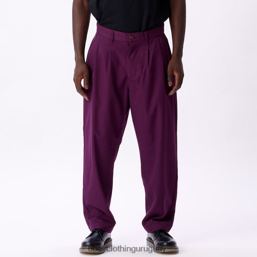 OBEY raíz de remolacha hombres pantalón plisado fubar 28XT8J954
