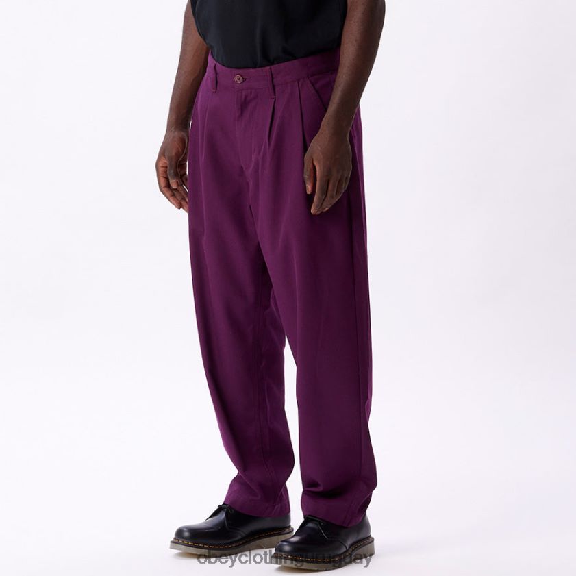 OBEY raíz de remolacha hombres pantalón plisado fubar 28XT8J954