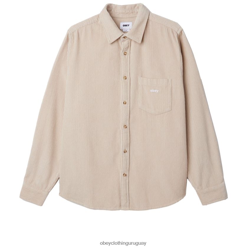 OBEY Gris plateado hombres camisa de millas 28XT8J760