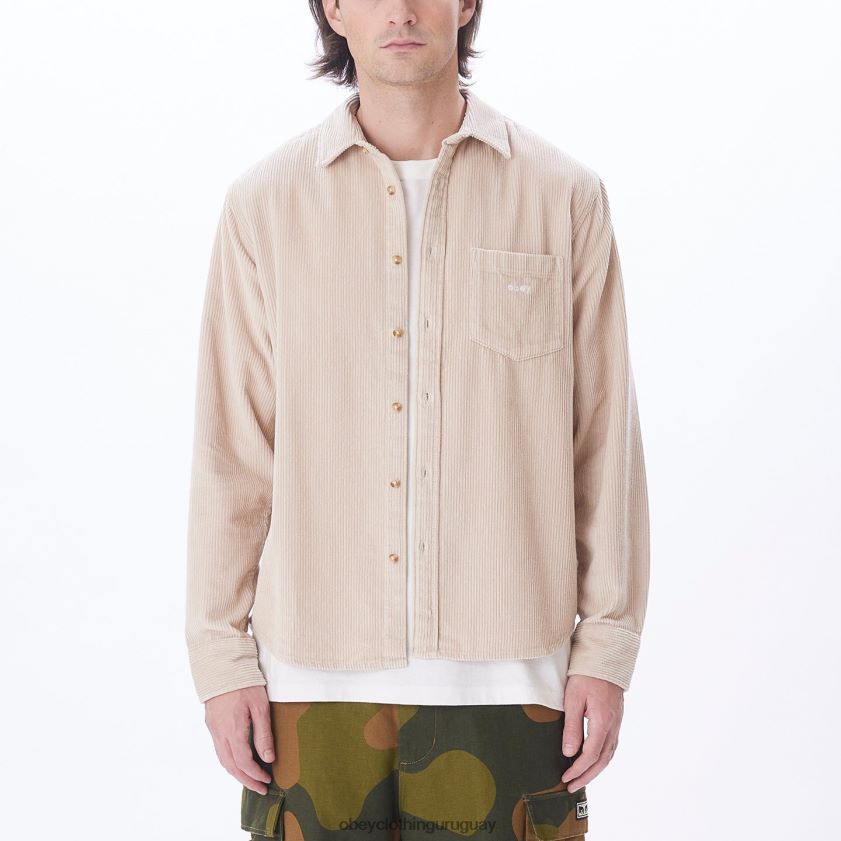 OBEY Gris plateado hombres camisa de millas 28XT8J760