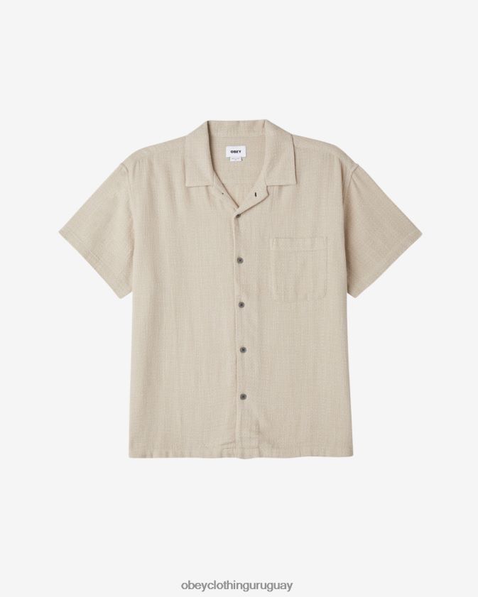 OBEY Gris plateado hombres camisa de plumas 28XT8J139