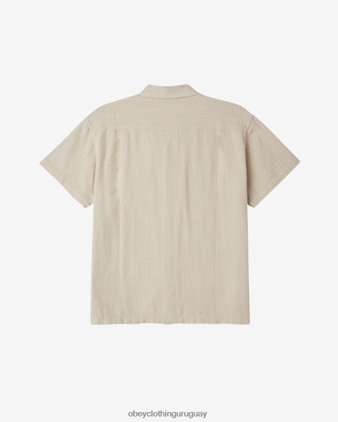 OBEY Gris plateado hombres camisa de plumas 28XT8J139