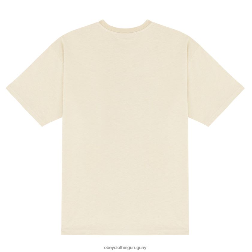 OBEY X NAPAPIJRI crema hombres camiseta camiseta pesada 28XT8J838