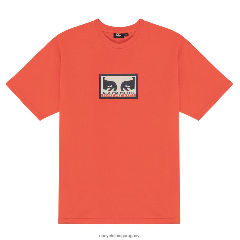OBEY X NAPAPIJRI fuego rojo hombres camiseta camiseta pesada 28XT8J839