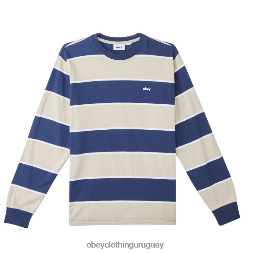 OBEY academia azul marino multi hombres camisa bryon a rayas 28XT8J790