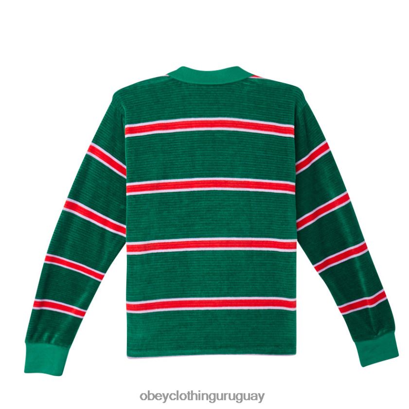 OBEY aventurina verde multi hombres polo holstien velour ls 28XT8J781