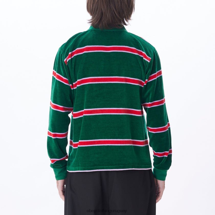 OBEY aventurina verde multi hombres polo holstien velour ls 28XT8J781