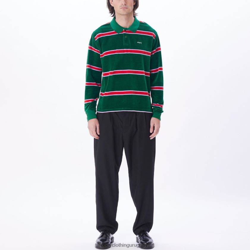 OBEY aventurina verde multi hombres polo holstien velour ls 28XT8J781