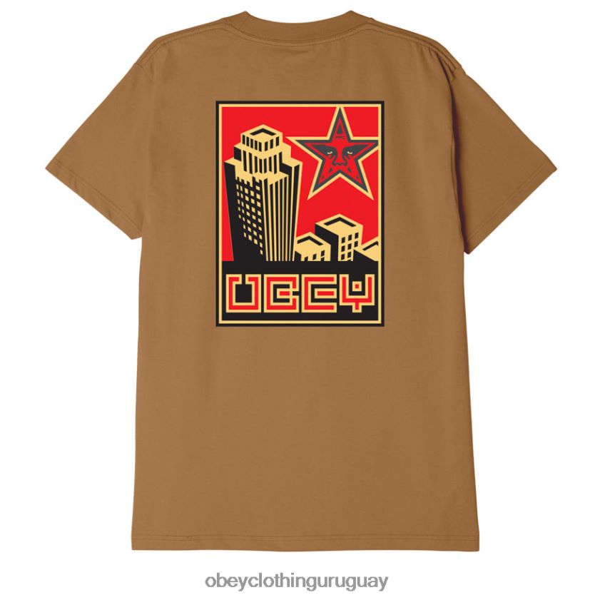 OBEY azúcar morena hombres camiseta clásica de construcción 28XT8J888