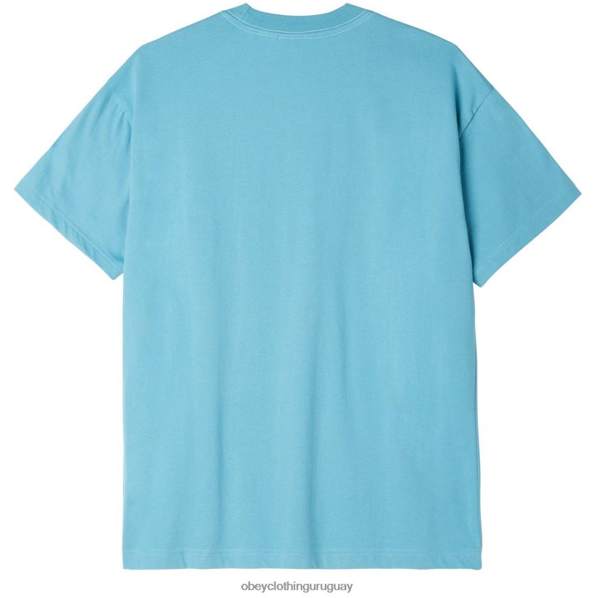 OBEY azul ártico hombres camiseta con bolsillo de puntos 28XT8J805