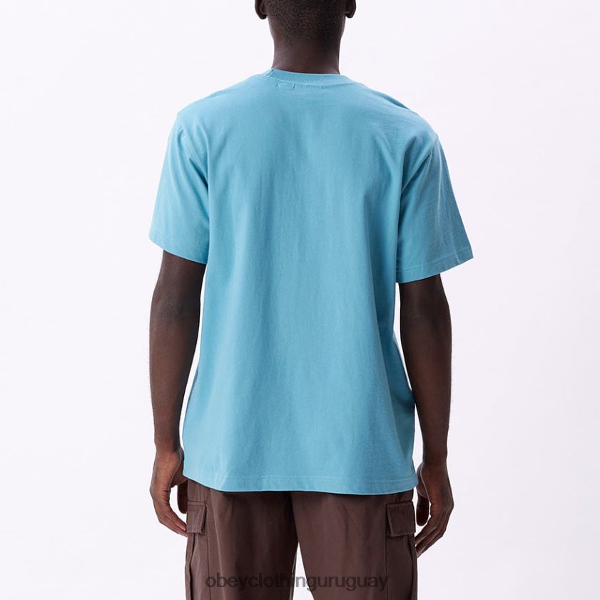 OBEY azul ártico hombres camiseta con bolsillo de puntos 28XT8J805