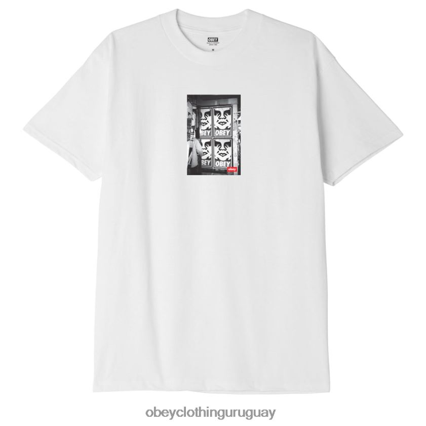 OBEY blanco hombres camiseta clásica con foto de icono 28XT8J894