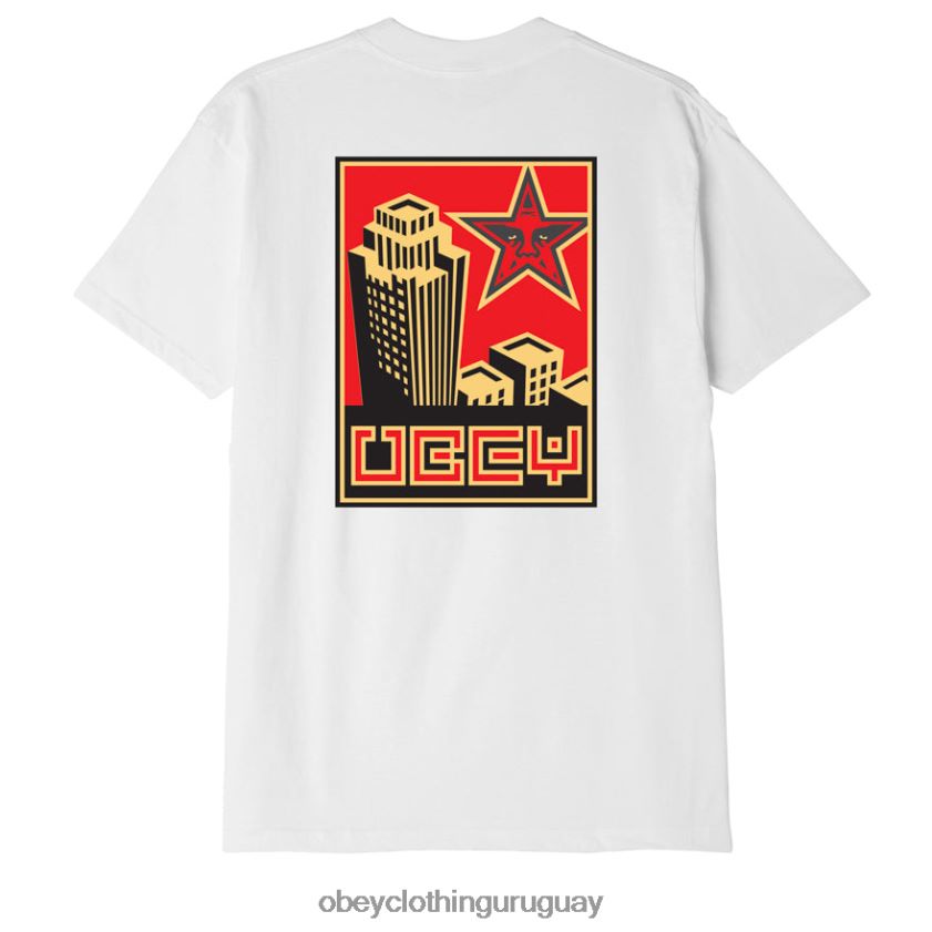 OBEY blanco hombres camiseta clásica de construcción 28XT8J890