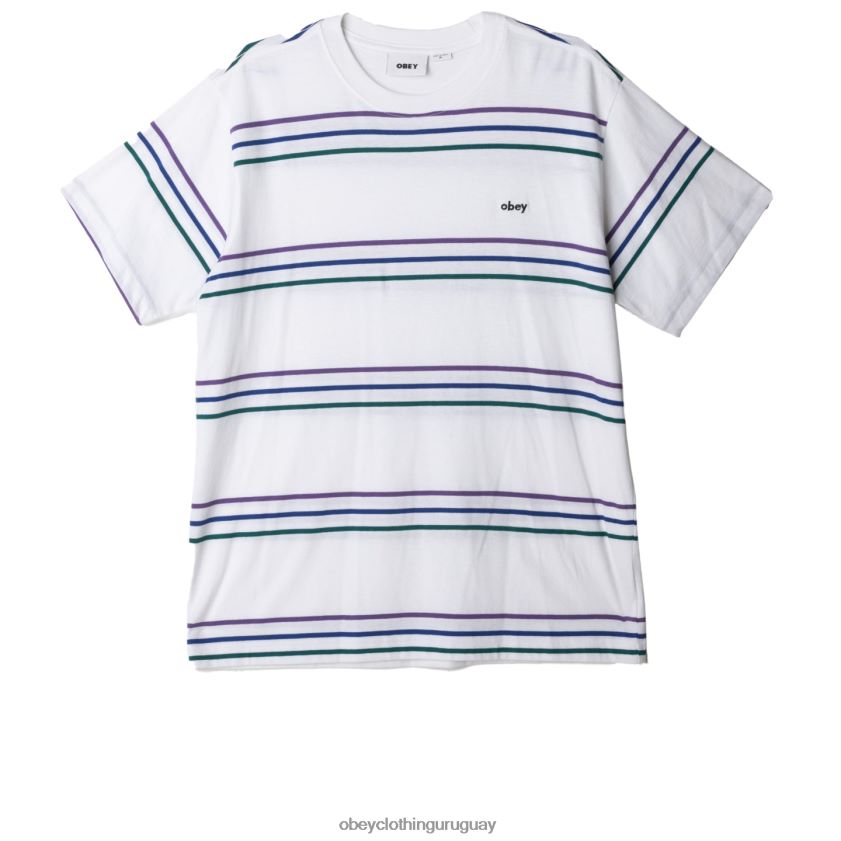 OBEY blanco multicolor hombres camiseta con rayas Montrose 28XT8J798
