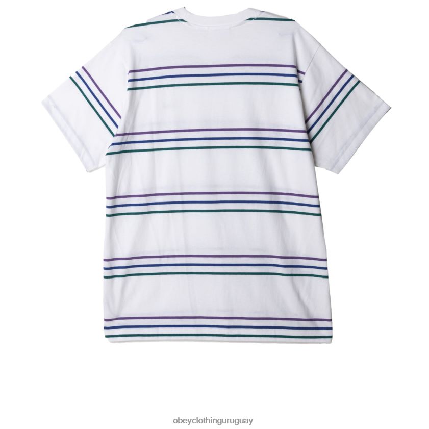 OBEY blanco multicolor hombres camiseta con rayas Montrose 28XT8J798