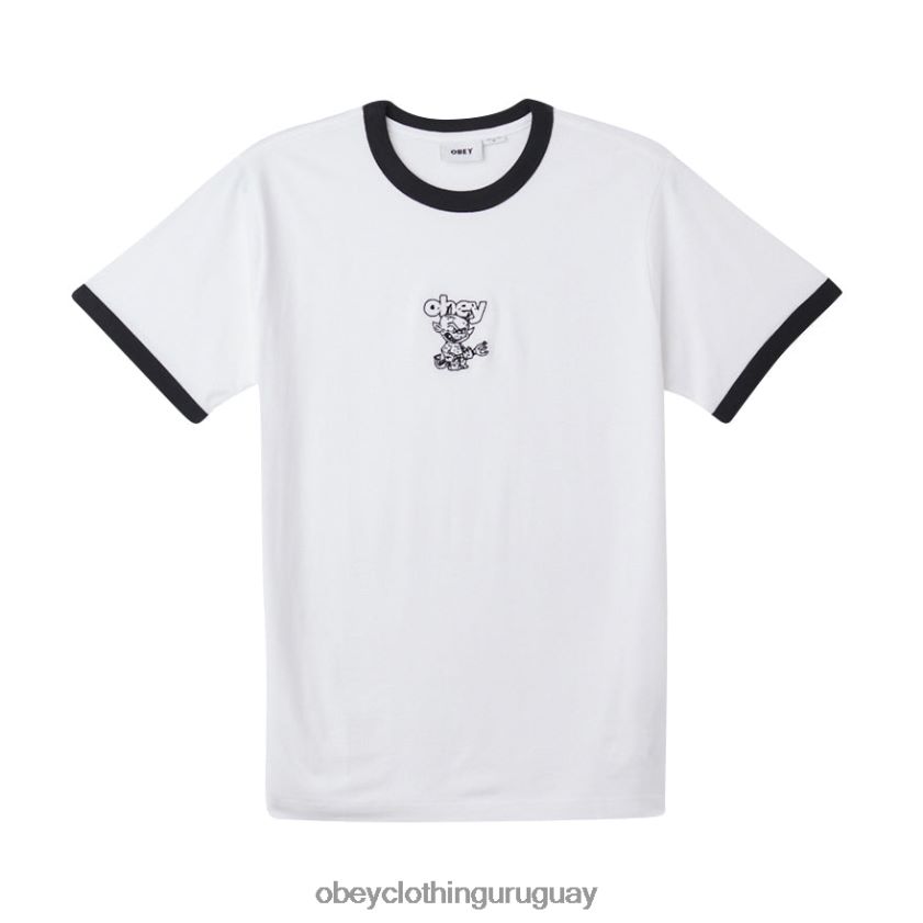 OBEY blanco multicolor hombres camiseta ringer del diablo 28XT8J799