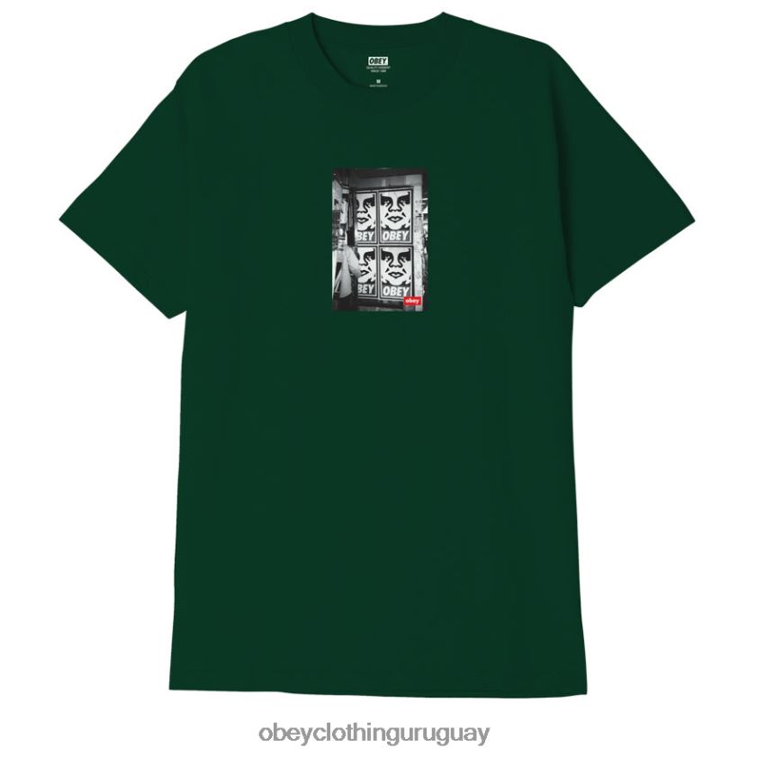 OBEY bosque verde hombres camiseta clásica con foto de icono 28XT8J893