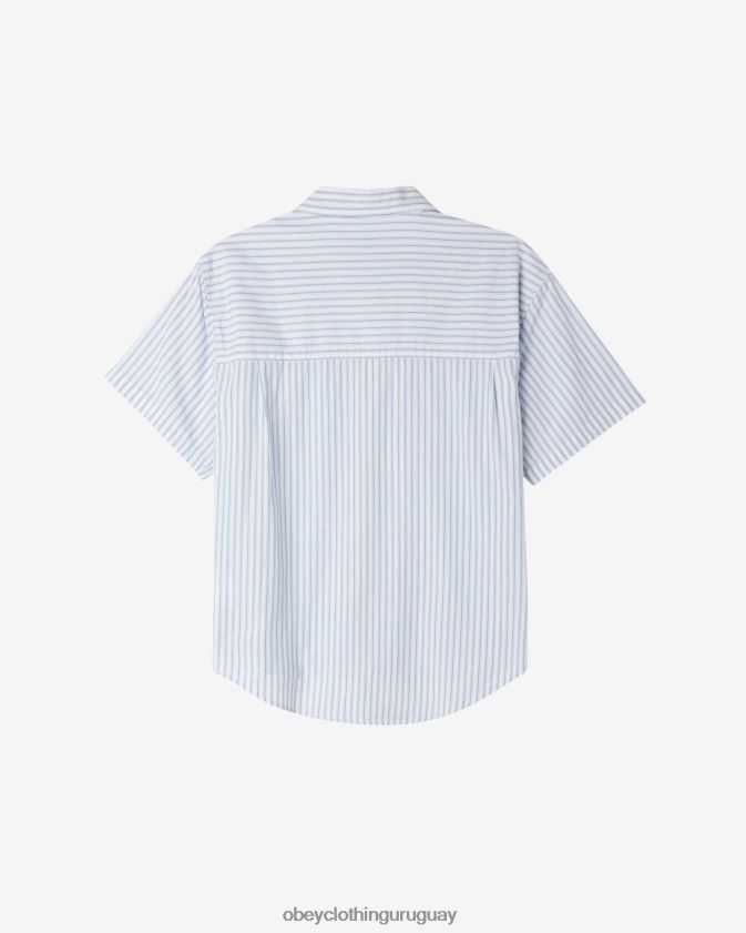 OBEY bueno gris multi hombres camisa a rayas de pez gordo 28XT8J151