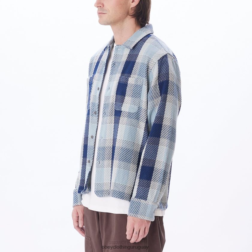 OBEY bueno gris multi hombres camisa bruce 28XT8J771
