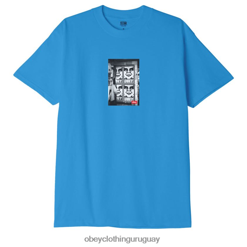 OBEY cielo azul hombres camiseta orgánica con foto icono 28XT8J840