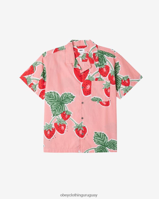 OBEY flamenco rosa multi hombres camisa de bayas jumbo 28XT8J141
