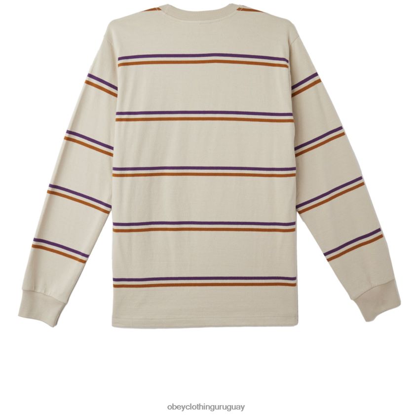 OBEY gris plata multicolor hombres punto warren stripe ls 28XT8J789